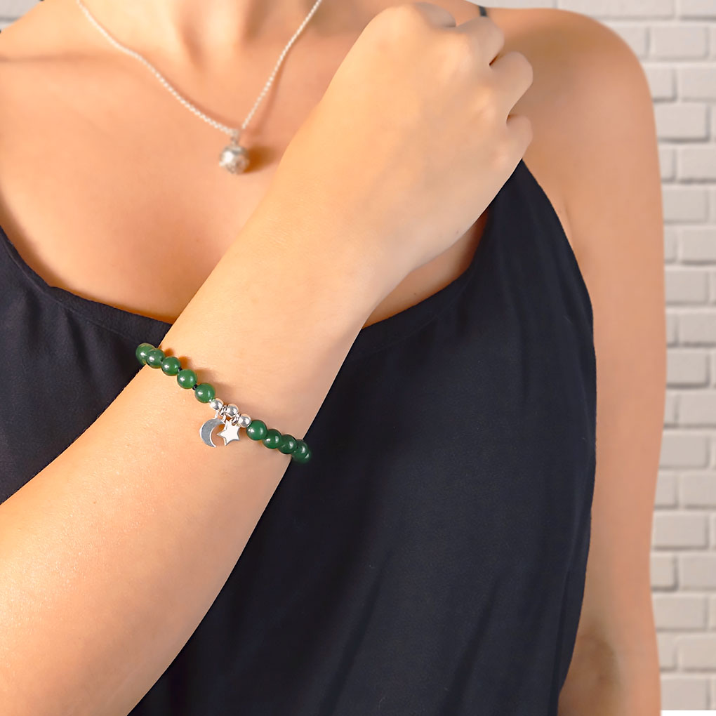 Stars and Moon Bracelet | Natural Green Quartz