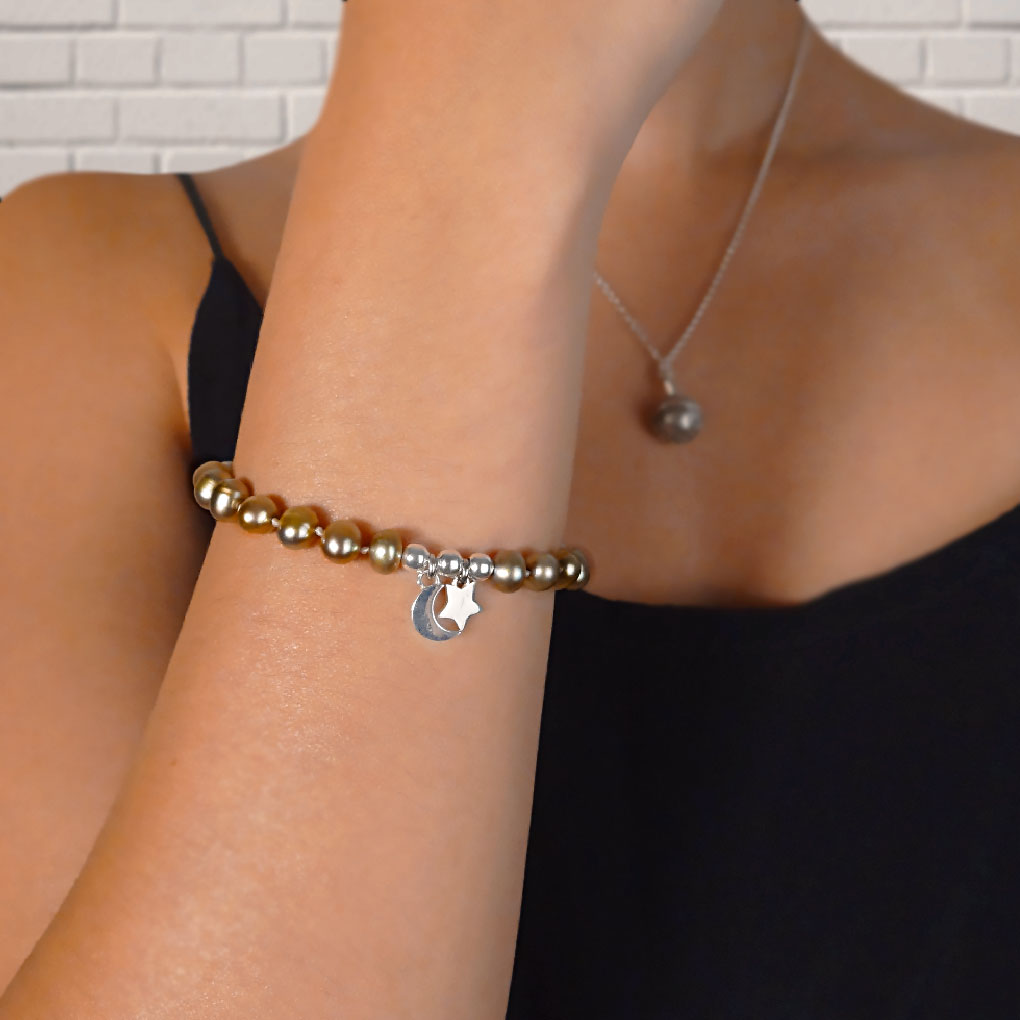Moon and Star Bracelet | natural pearls