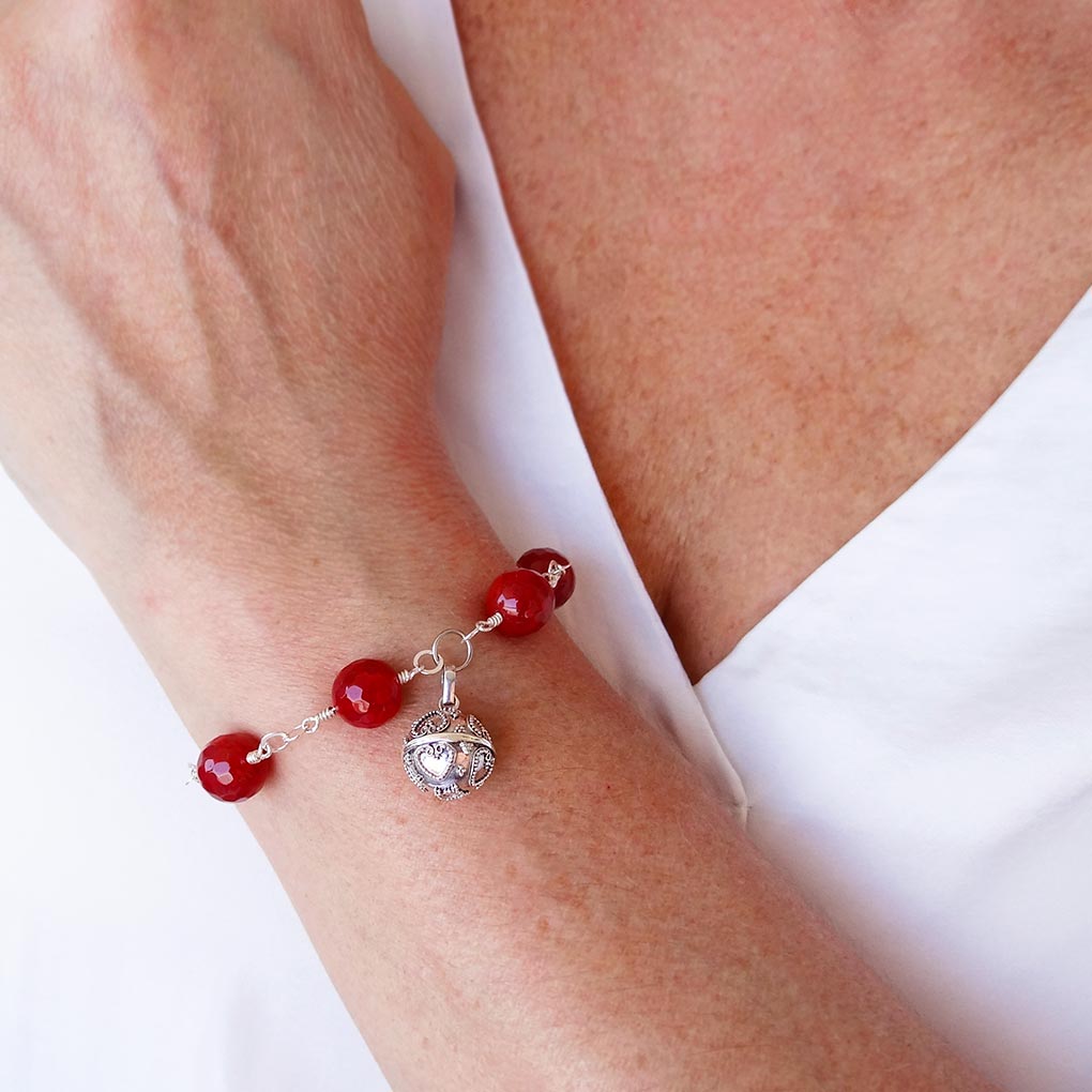 Red Agate and Angel Caller Bracelet