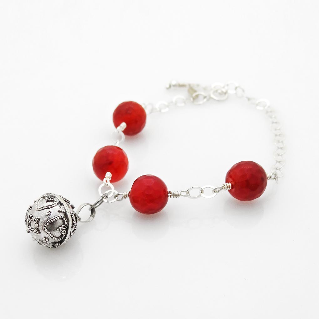 Red Agate and Angel Caller Bracelet