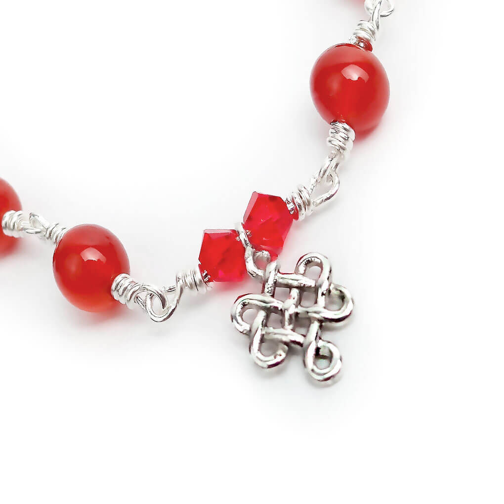 Red Agate Bracelet with Infinity Knot