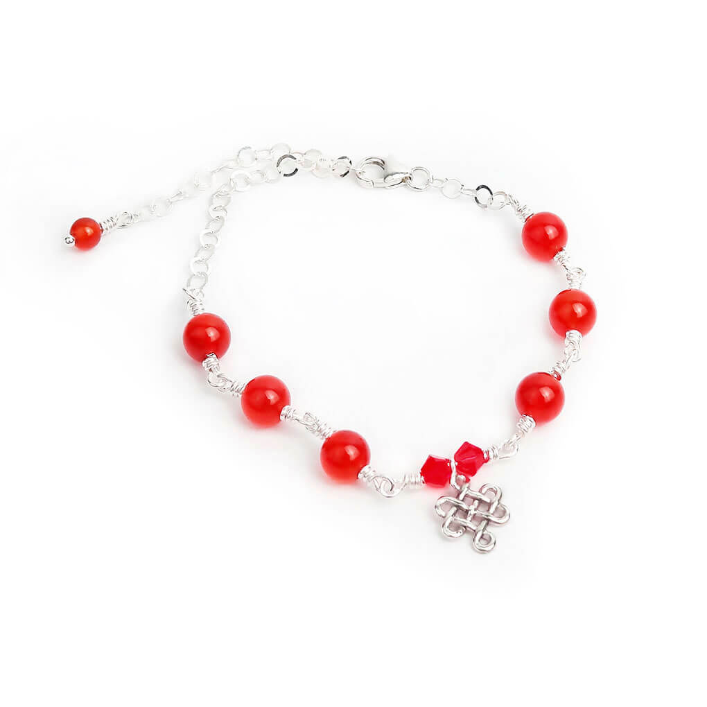 Red Agate Bracelet with Infinity Knot