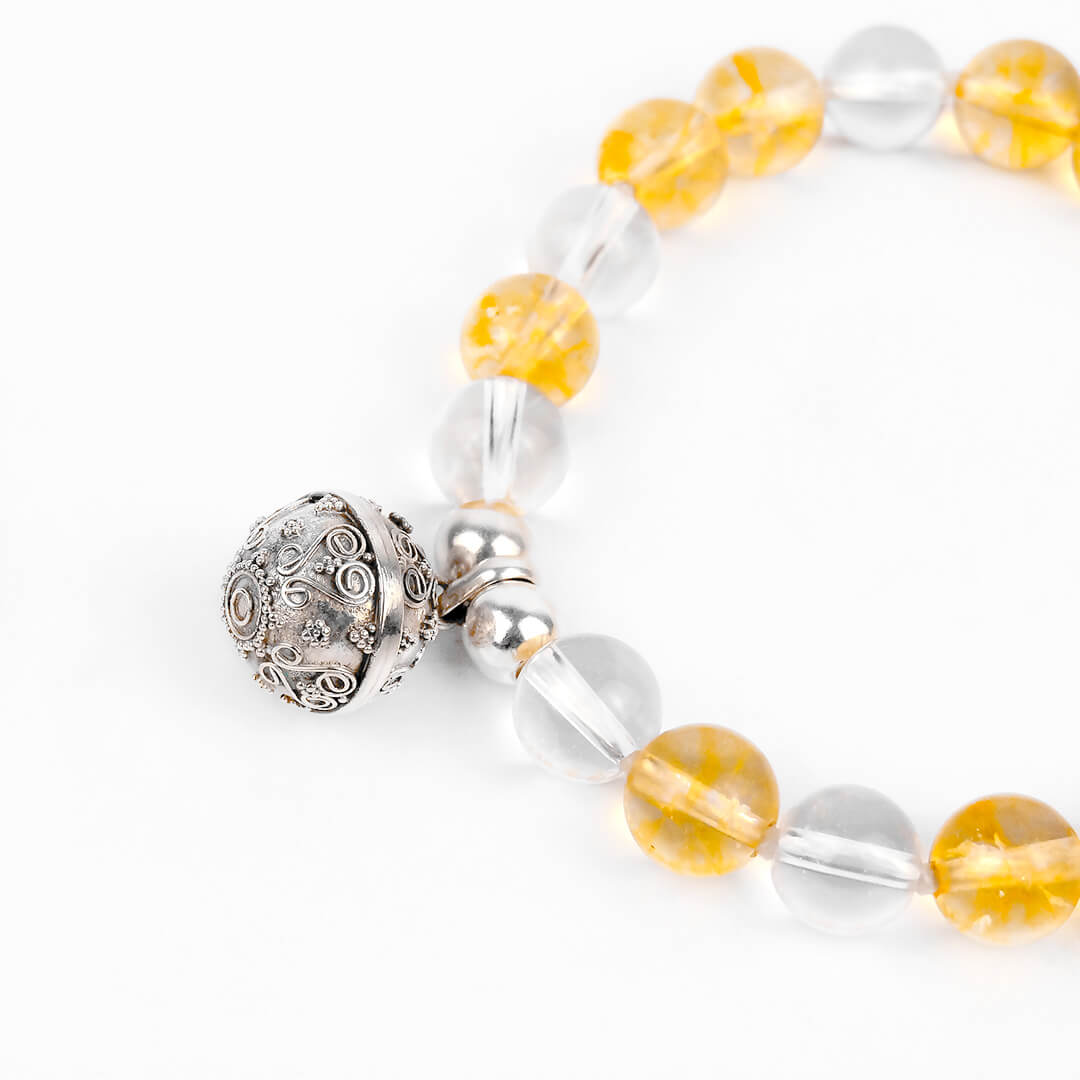Citrine and Clear Quartz Angel Caller Bracelet - Luminous Abundance