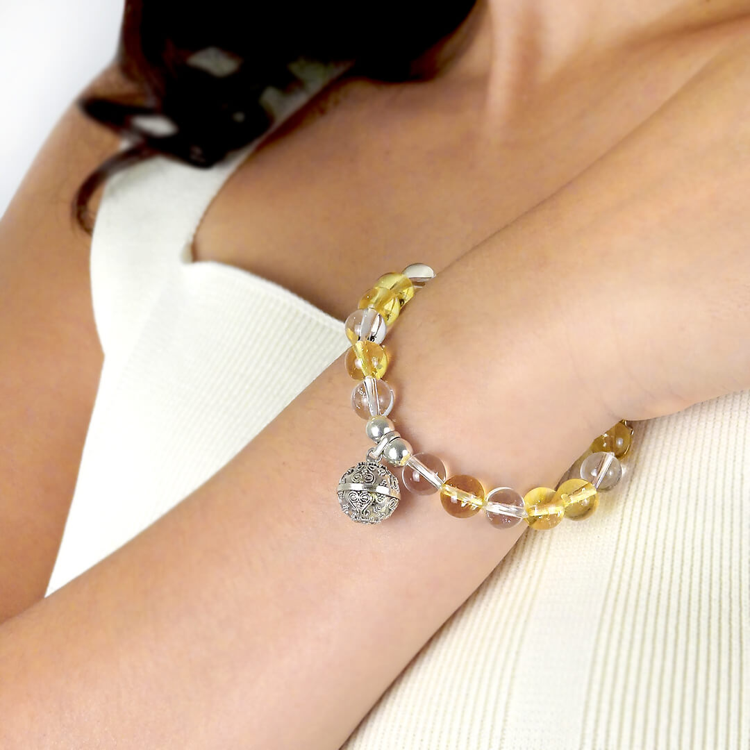 Citrine and Clear Quartz Angel Caller Bracelet - Luminous Abundance