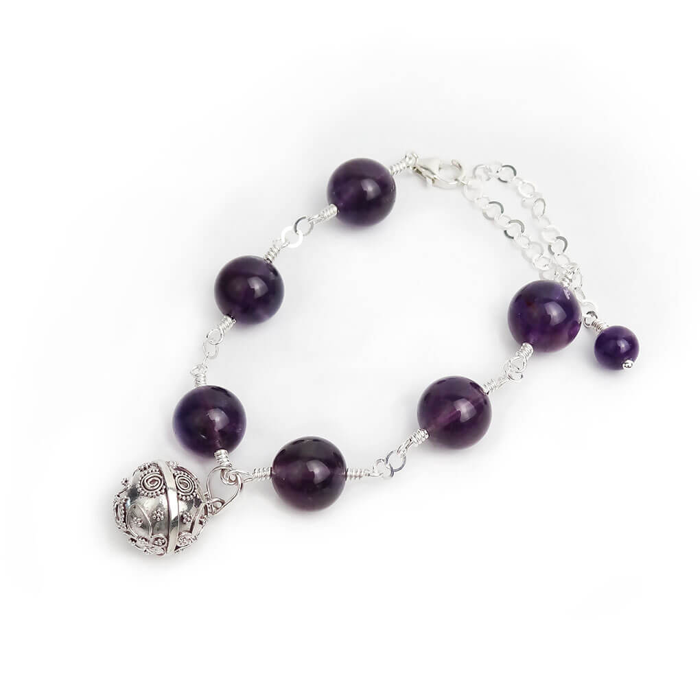 Silver Amethyst Bracelet with Angel Caller