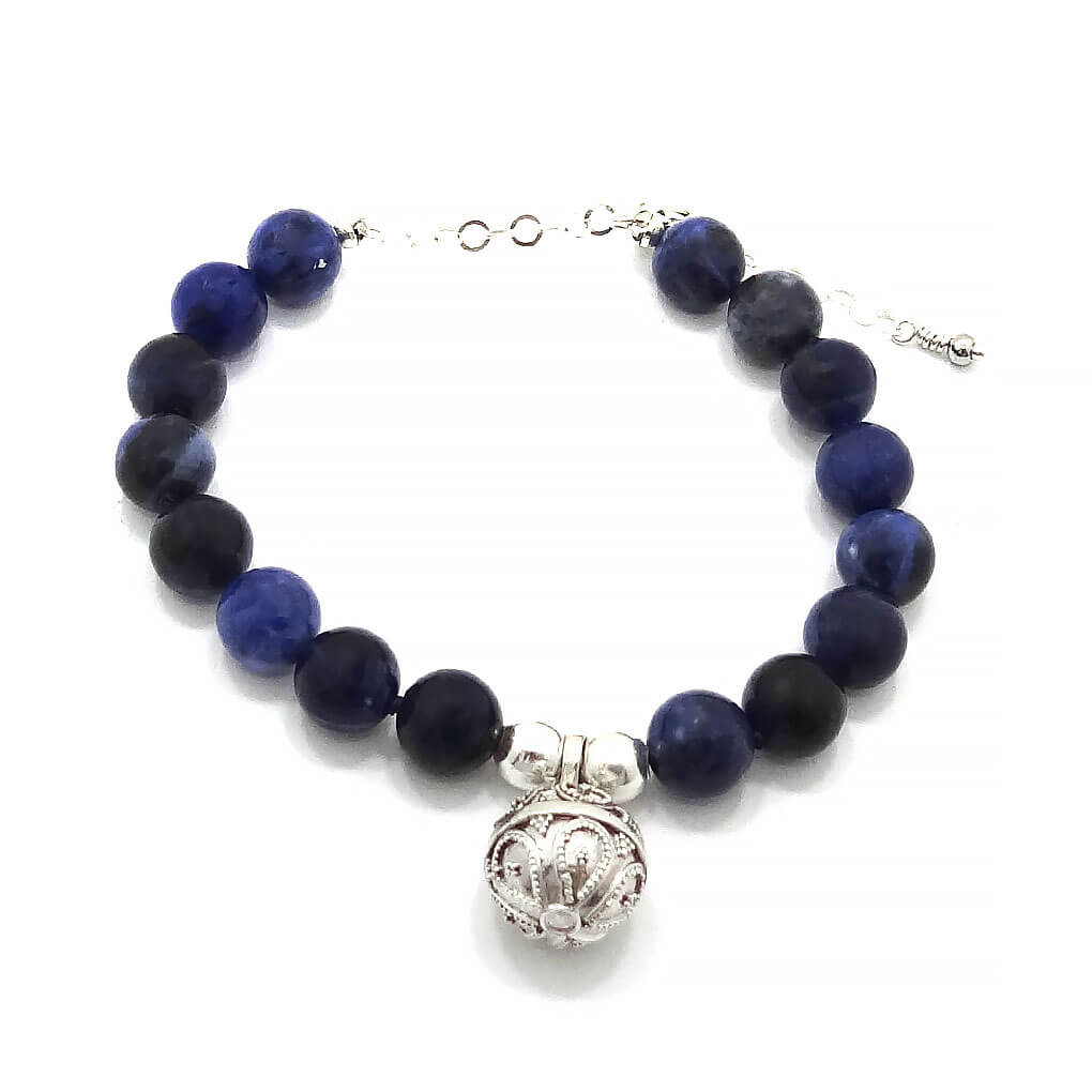 Pulsera de sodalita con llamador de ángeles