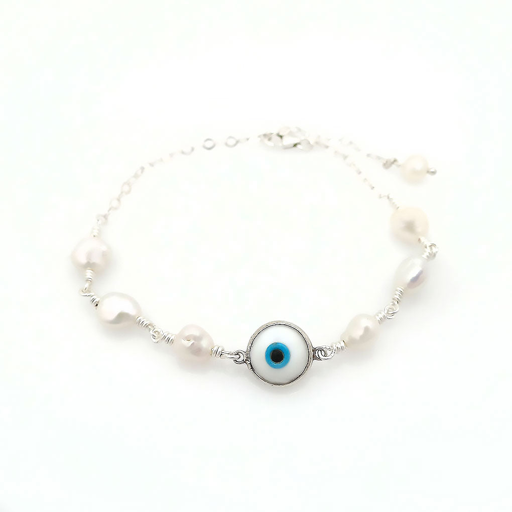 Turkish Eye and Pearls Bracelet