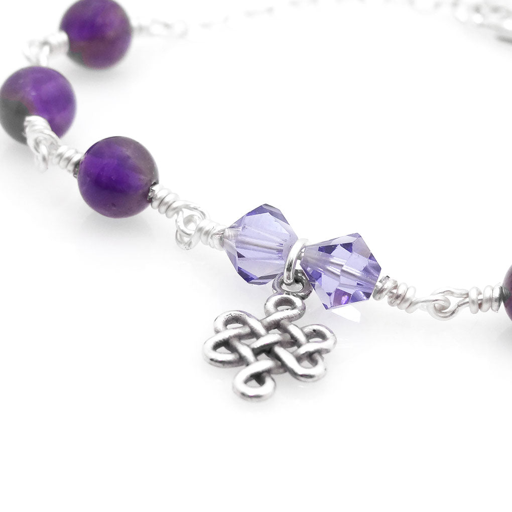 Amethyst and Infinite Knot Bracelet
