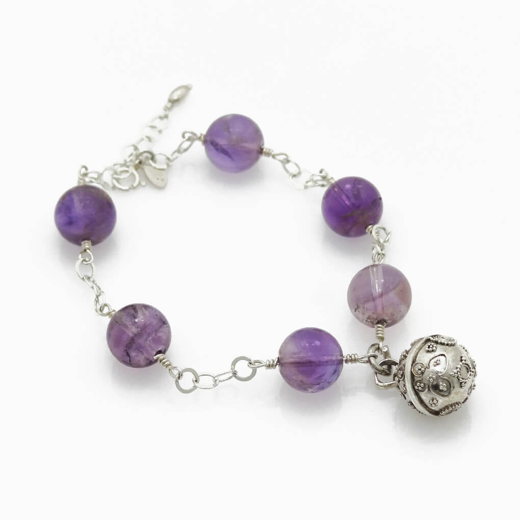 Pulsera de Plata Amatista y Llamador de Ángeles