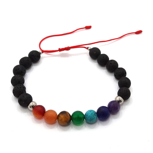 7 Chakras Red String with Lava Stone | Sacred Flow