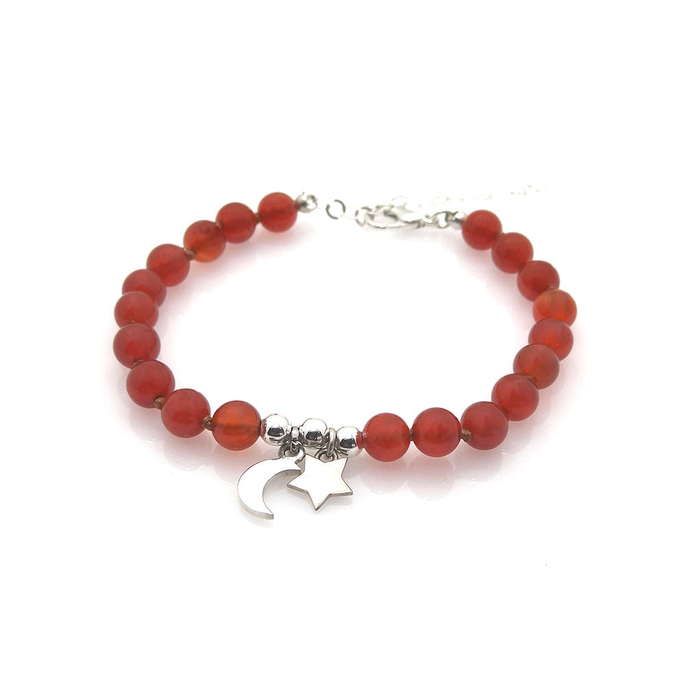 Moon and Star Bracelet | Natural Carnelian