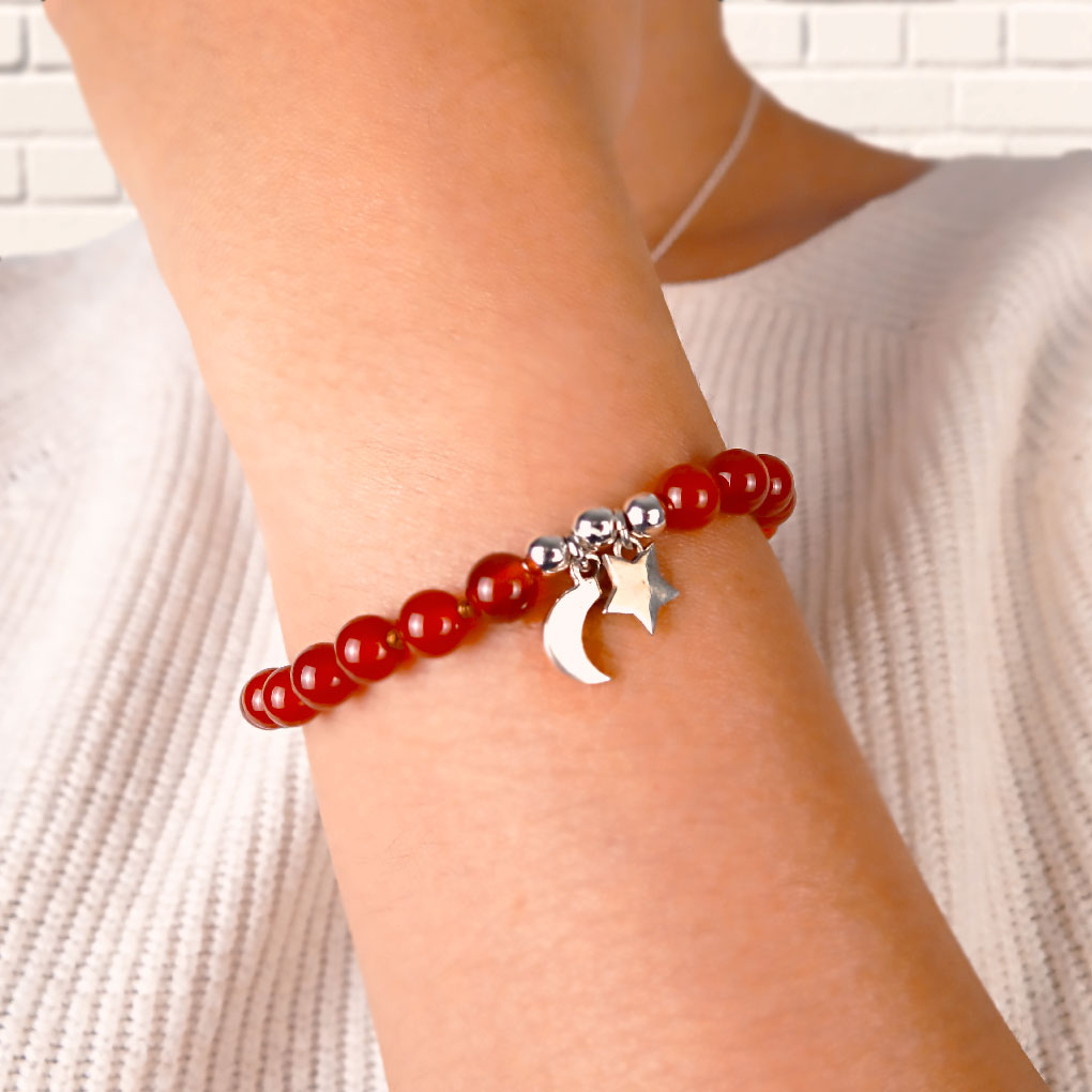 Moon and Star Bracelet | Natural Carnelian