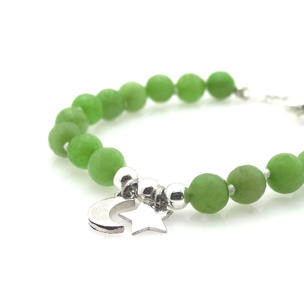 Moon and Star Bracelets | Natural Green Agate
