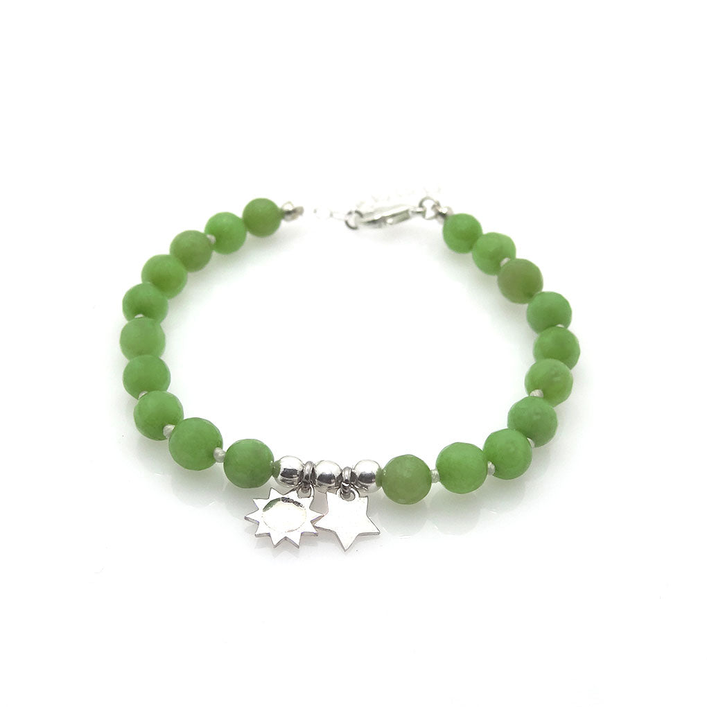 Bracelet of the Stars and the Sun | Natural Green Agate