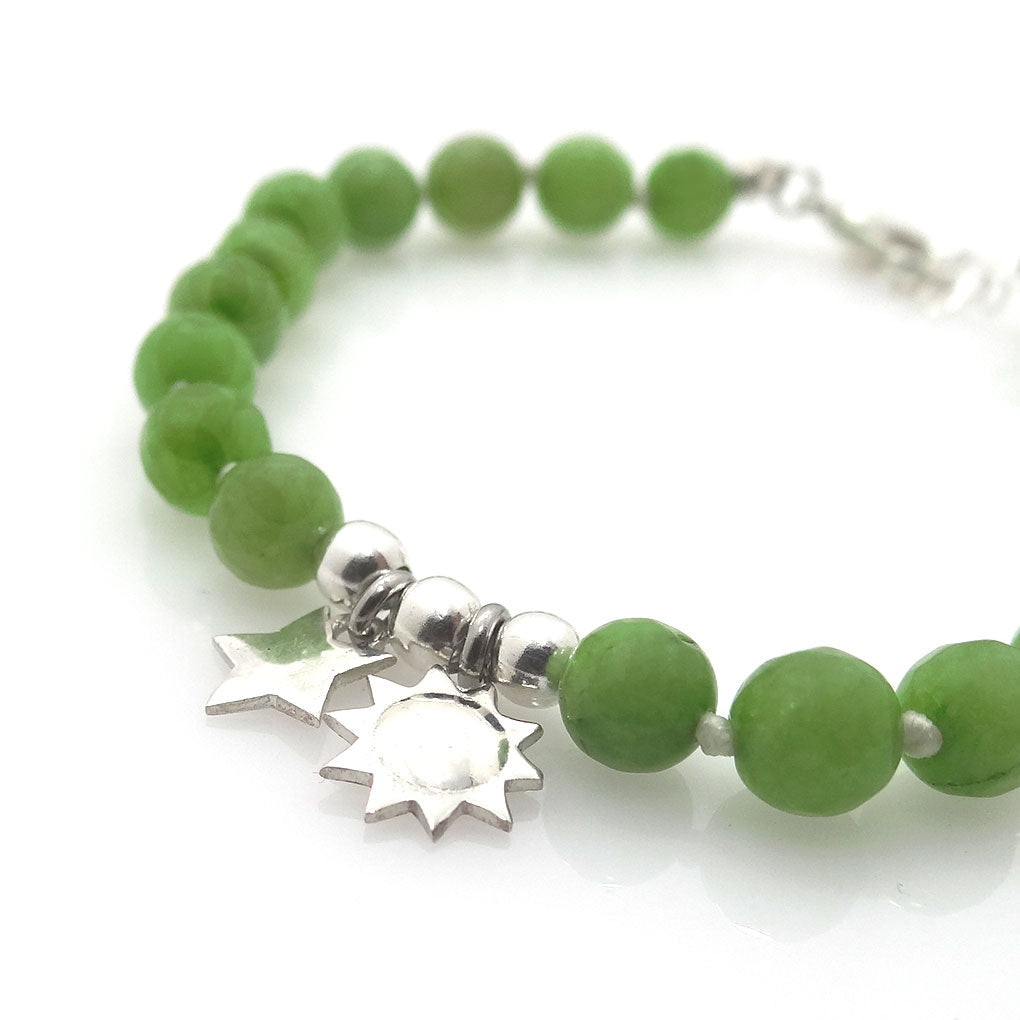 Bracelet of the Stars and the Sun | Natural Green Agate