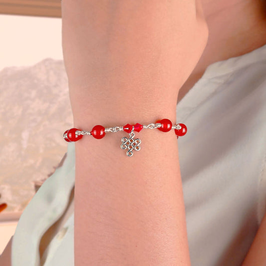 Red Agate Bracelet with Infinity Knot