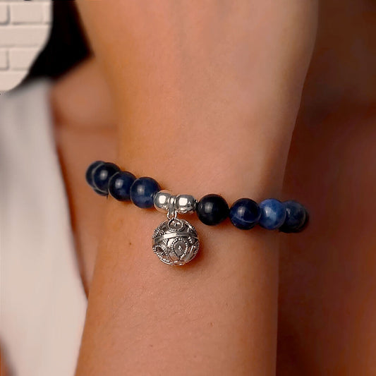 Pulsera de sodalita con llamador de ángeles