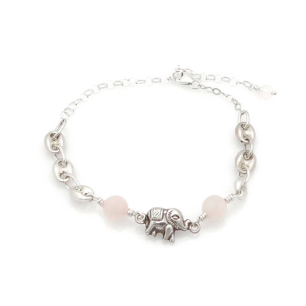 Natural Connection Bracelet | Elephant and Pink Quartz