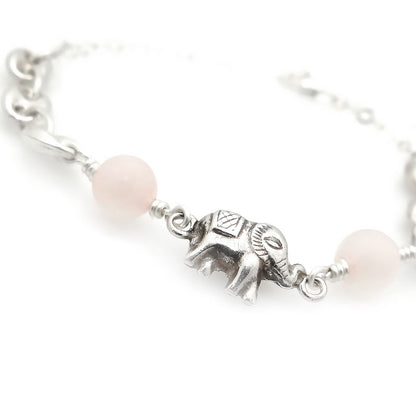 Natural Connection Bracelet | Elephant and Rose Quartz