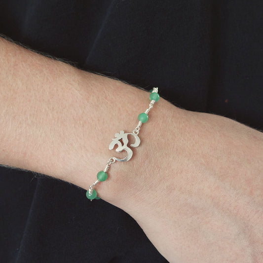 Unity and Prosperity Bracelet | Tibetan OM and Natural Jade