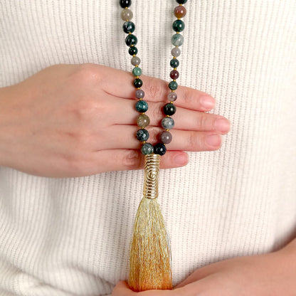 Indian Agate Mala and Celtic Spiral